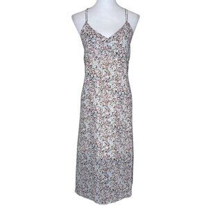 Retro Girl 90s Y2K Floral Slip Maxi Dress Black Pink V-Neck Fairycore Sz F Vaca